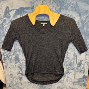 1810 | Express One Eleven Marled Knit V-Neck Dolman Top Gray Womens S